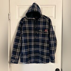 Wolverine Men’s Long Sleeve Plaid Snap Buttons Jacket With Hood Size Medium